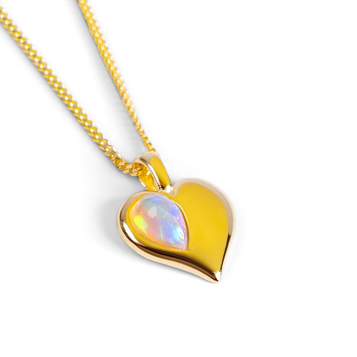 October Birthstone Heart Necklace in Silver & Ethiopian Opal