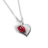 January Birthstone Heart Necklace in Silver & Garnet