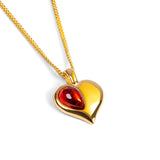 January Birthstone Heart Necklace in Silver & Garnet