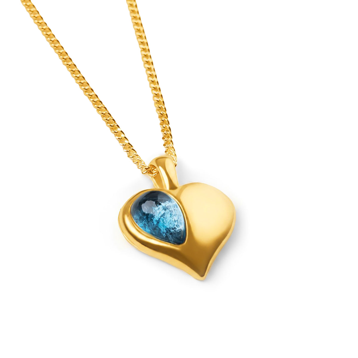November Birthstone Heart Necklace in Silver & London Blue Topaz
