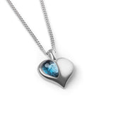 November Birthstone Heart Necklace in Silver with 24ct Gold & London Blue Topaz