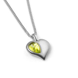 August Birthstone Heart Necklace in Silver with 24ct Gold & Peridot