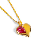 July Birthstone Heart Necklace in Silver & Ruby