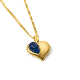 September Birthstone Heart Necklace in Silver with 24ct Gold & Sapphire