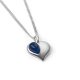 September Birthstone Heart Necklace in Silver with 24ct Gold & Sapphire