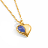 December Birthstone Heart Necklace in Silver with 24ct Gold & Tanzanite