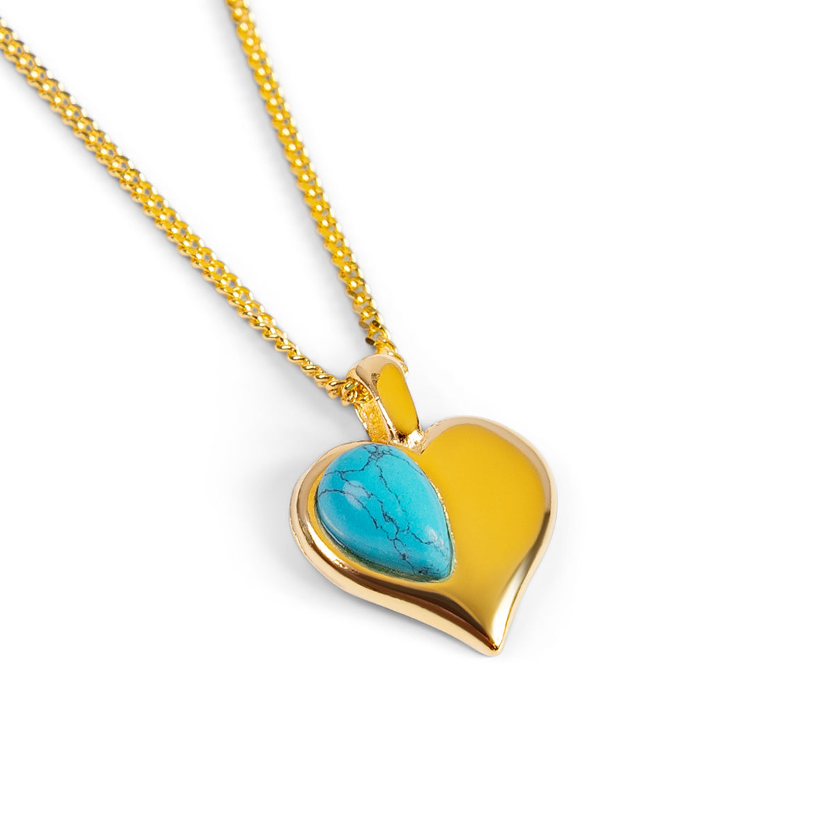 December Birthstone Heart Necklace in Silver & Turquoise