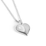 June Birthstone Heart Necklace in Silver with 24ct Gold & Pearl
