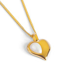 June Birthstone Heart Necklace in Silver with 24ct Gold & Pearl