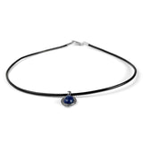 Vintage Inspired Oval Necklace in Silver and Lapis Lazuli