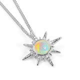 Nautical Wind Rose Necklace in Silver and Ethiopian Opal