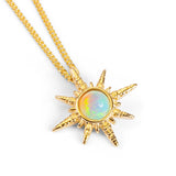 Nautical Wind Rose Necklace in Silver with 24ct Gold and Ethiopian Opal