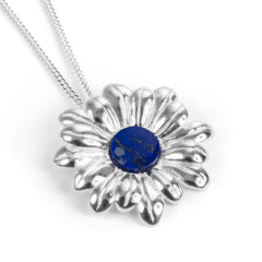 Marguerite Daisy Necklace in Silver and Lapis Lazuli