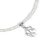 Coral Reef Bead Necklace in Sterling Silver & White Shell