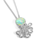 Miniature Octopus Necklace in Silver & Ethiopian Opal