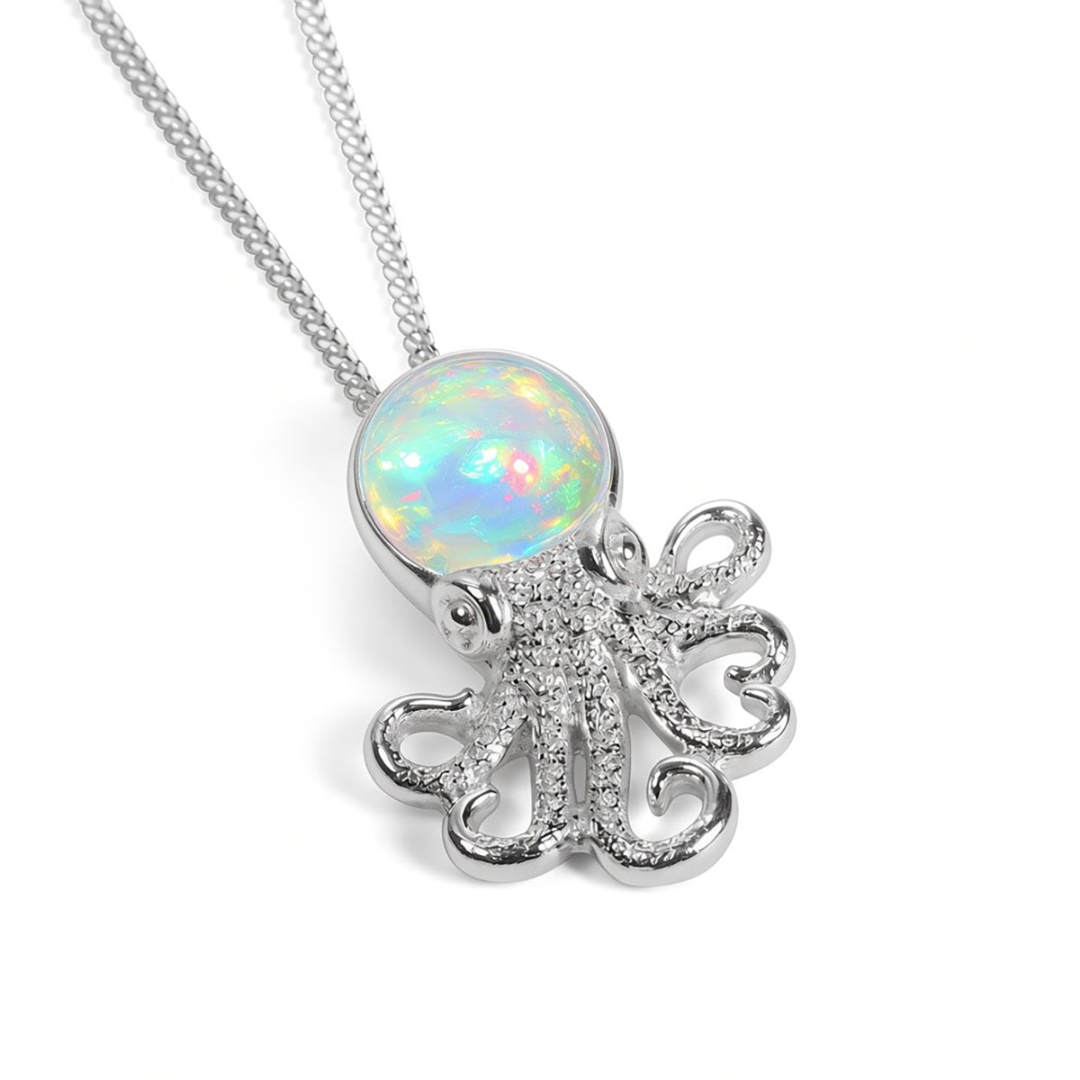 Miniature Octopus Necklace in 24ct Gold & Ethiopian Opal