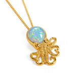Miniature Octopus Necklace in 24ct Gold & Ethiopian Opal