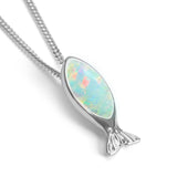 Lucky Fish Necklace in Silver & Ethiopian Opal