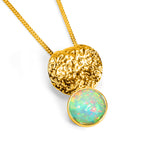 Double Circle Necklace in Silver with 24ct Gold and Ethiopian Opal