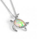 Sea Turtle Necklace in Silver and Ethiopian Opal