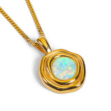 Fancy Circle Necklace in Silver with 24ct Gold and Ethiopian Opal