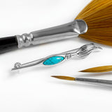 Artist's Paint Brush Brooch in Silver and Turquoise