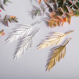 Large Areca Palm Leaf Drop Earrings in Silver with 24ct Gold