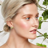 Palm Leaf Stud Earrings in Silver & Peridot