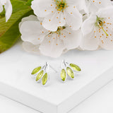 Palm Leaf Stud Earrings in Silver & Peridot