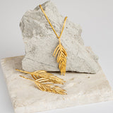 Small Areca Palm Leaf Drop Earrings in Silver with 24ct Gold