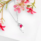 Miniature Parrot Necklace in Silver & Ruby