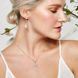 Tropical Pink and Green Parrot Necklace in Silver
