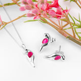 Miniature Parrot Necklace in Silver & Ruby