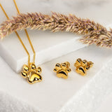 Paw Print Necklace in Silver with 24ct Gold
