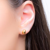 Pebble Stud Earrings in Silver with 24ct Gold