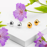 Pebble Stud Earrings in Silver with 24ct Gold