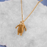 Penguin Necklace in Silver with 24ct Gold