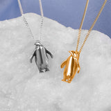 Penguin Necklace in Silver with 24ct Gold