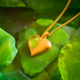 August Birthstone Heart Necklace in Silver with 24ct Gold & Peridot