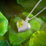 August Birthstone Heart Necklace in Silver & Peridot