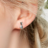 Miniature Pineapple Stud Earrings in Silver