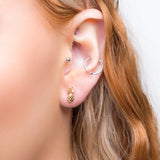 Miniature Pineapple Stud Earrings in Silver with 24ct Gold