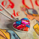 Stunning Pink Oyster Copper Turquoise Heart Necklace - Designer Gemstone