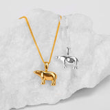 Polar Bear Necklace in Silver with 24ct Gold
