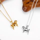 Miniature Pug Dog Necklace in Silver