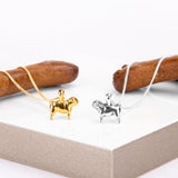 Miniature Pug Dog Necklace in Silver