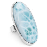 Fantastic Larimar Adjustable Statement Ring - Natural Designer Gemstone
