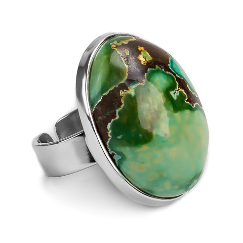 Gorgeous Tibetan Turquoise Statement Ring - Natural Designer Gemstone