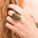 Unusual Tibetan Turquoise Statement Ring - Natural Designer Gemstone