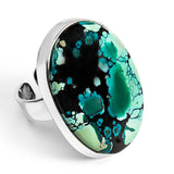 Magnificent Tibetan Turquoise Statement Ring - Natural Designer Gemstone